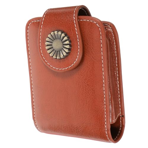 Healvian Tragbare Lippenstift Tasche mit Spiegel Damen Mini Kosmetiktasche Schminktasche Lippenstifthalter Kompakt Elegant Braun für Reise Alltag von Healvian