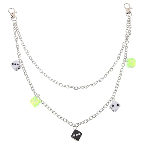 Healvian Transparente Hosenkette mit Festem Würfelanhänger Leichte Punk Gürtelkette Tasche Kette für Damen und Herren Vielseitiges Accessoire im Rainbow Style von Healvian