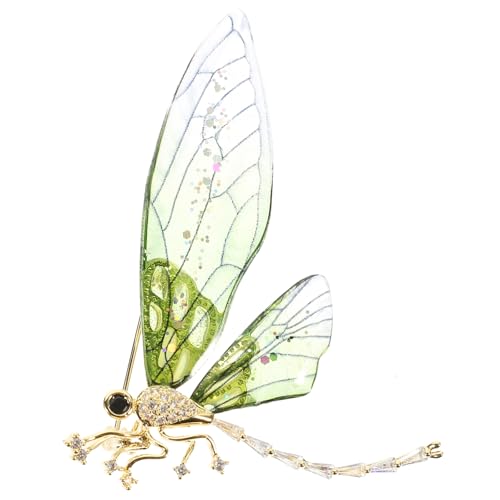 Healvian Transparente Libellen Brosche mit Goldbeschichtung Eleganter Anstecknadel für Damen Modischer Lapel Pin zur Schmuckverzierung von Kleidung für Alltag und Festliche Anlässe von Healvian