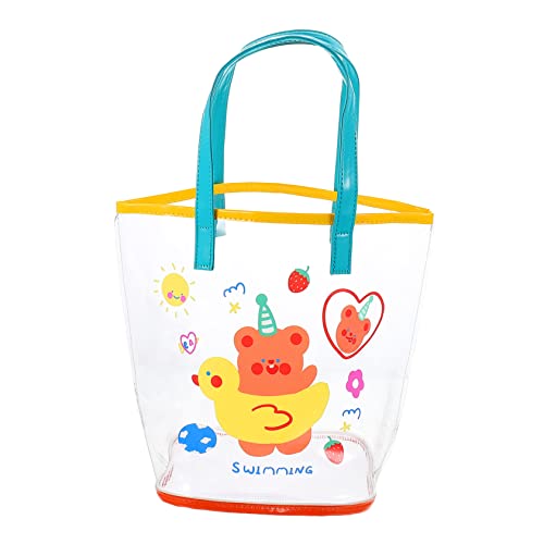 Healvian Strandtasche Aus Kunststoff Durchsichtige Einkaufstasche Für Mädchen Reisetasche Tragbare Aufbewahrungstasche Für Unordnung von Healvian