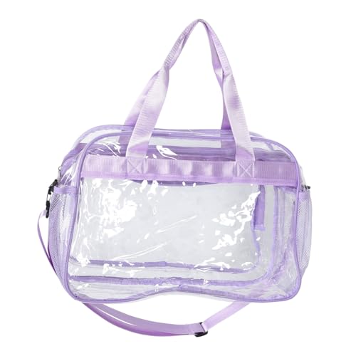 Healvian Transparente Reisetasche Damen Großes Fassungsvermögen PVC Handtasche Für Fitness Arbeit Und Strand Klarer Make Up Organizer Mit Vielseitigen Tragemöglichkeiten von Healvian