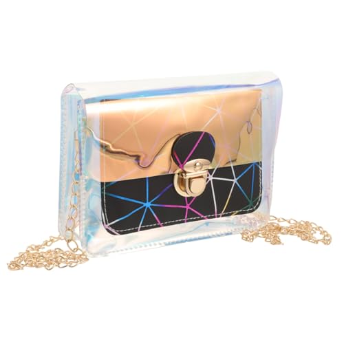 Healvian Transparente Umhängetasche Damen Crossbody Bag Geometrisches Muster Leichte Stilvolle Schultertasche für Party Shopping Reisen Vielseitig und Einfach zu Reinigen Modisch Schwarz von Healvian