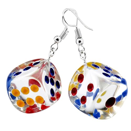 Healvian Transparente Würfel Ohrringe Damen Lustige Drop Ohrhänger Leicht Schmuck Für Alltag Party Schule Stilvolle Würfelanhänger Baumelnde Ohrringe Mädchen Zubehör von Healvian