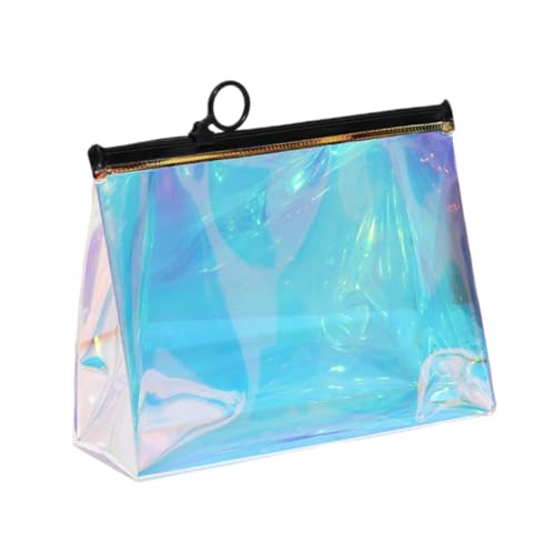 Healvian Transparente wasserdichte Kosmetiktasche TPU mit Holografischem Glanz Großer Kulturbeutel für Reisen und Alltag Geräumiger Organizer für Toilettenartikel und Make Up Kompakt und von Healvian