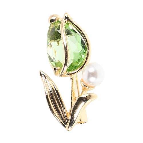 Healvian Tulpenbrosche mit Zirkonia und Perlen Goldfarben Anstecknadel für Damen Vielseitiges Schmuck Accessoire für Hochzeit Party und Alltag Stilvolle Blüten Designs von Healvian