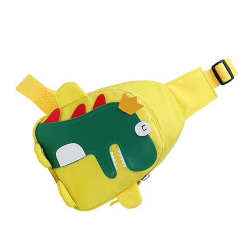 Healvian Umhängetasche Dinosaurier Brusttasche Verstellbar Cartoon Kindertasche Gelb Leichte Umhängetasche für Schlüssel Münzen Kleine Spielsachen Praktische und Langlebige von Healvian