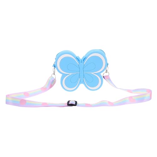 Healvian Umhängetasche Schmetterlingsform aus Robustem Silikon Niedliche Mini Geldbörse für Mädchen Kleine Schultertasche als Modisches Accessoire in Himmelblau von Healvian