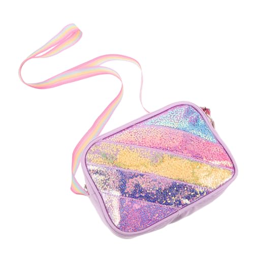 Healvian Umhängetasche mit Glitzerndem Cartoon-herzband Bunte Regenbogen-Akzente Verstellbarer Schultergurt Funkelnde Mädchen Tasche für Schule und Freizeit von Healvian