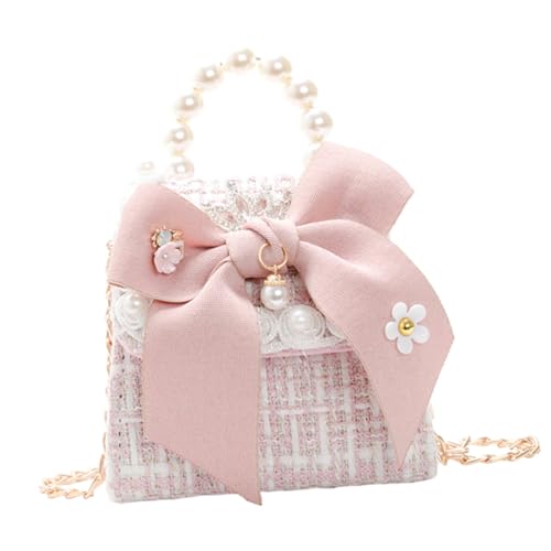 Healvian Umhängetasche mit Schleifen und Perlendetail Kleine PU Schultertasche für Mädchen Crossbody Bag Vielseitige Mini Tasche für Alltag und Fest von Healvian