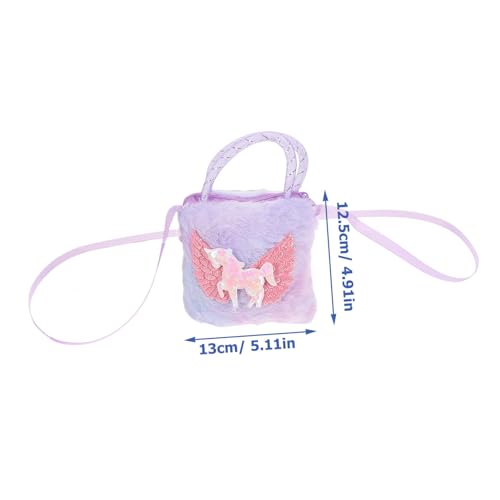 Healvian Unicorn Crossbody Bag für Kleine Mädchen Cartoon Einhorn Schultertasche Weiches Plüschmaterial Kompakte Umhängetasche für Kleinkinder für Party Reise und Alltag von Healvian