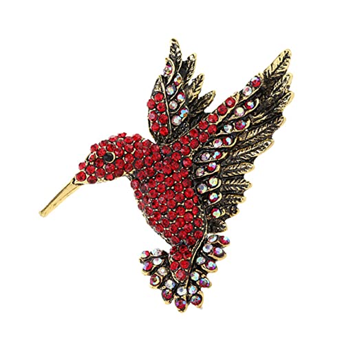 Healvian Unisex Brosche Bird Brustnadel mit Eingefasstem Vogel Anstecknadel Rot Stilvolles Schmuck Accessoire für Hemden und Strickjacken von Healvian