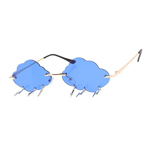 Healvian Unisex Randlose Sonnenbrille Clouds Design mit Blauer Farbverlaufsfolie Festival und Party Sonnenbrille Langlebigem PC Material Auffällige Wolkenform Leichter Robuster Rahmen Healvian Unisex Randlose Sonnenbrille Clouds Design mit Blauer Farbverlaufsfolie Festival und Party Sonnenbrille Langlebigem PC Material Auffällige Wolkenform Leichter Robuster Rahmen von Healvian