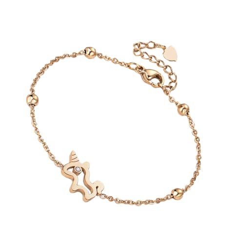 Healvian Vergoldetes Einhorn Armband Damen Echtes Titanium Funkelndes Schmuckstück für Frauen und Mädchen Modischer Handreif Langlebiges für Freundinnen von Healvian