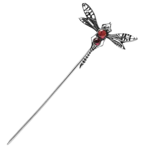 Healvian Versilberte Haarnadel im Libellen Design mit Achat Verzierung Eleganter Haarschmuck für Damen Chinesischer Haarstab für Steckfrisuren Modisches Accessoire für Alltag und Festtage von Healvian
