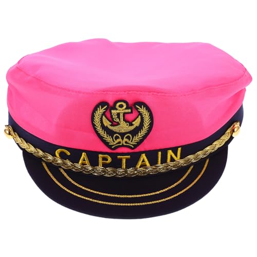 Healvian Verstellbare Damen Matrosenmütze Captain Kostüm für Erwachsene Unisex für Cosplay Yacht Party Rosa von Healvian