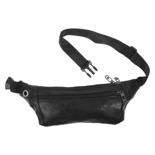 Healvian Verstellbare Schwarze Outdoor Bauchtasche mit Kopfhöreranschluss Leichte Herren Sport Hüfttasche als Brustbeutel Langlebige Crossbody Tasche für Reisen Wandern Festivals und von Healvian