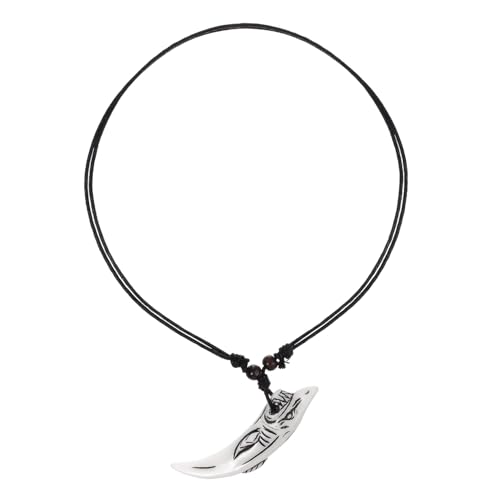 Healvian Verstellbare Zahn Halskette Herren Holzperlen Tribal Stil Leichte Surfer Kette Cooles Männer Schmuck Geschenkidee von Healvian
