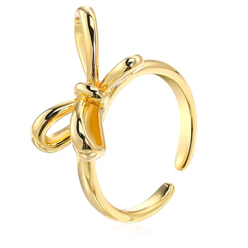 Healvian Verstellbarer Damenring Offenem Design Eleganter Minimalistischer Bowknot Ring für Verschiedene Anlässe Stapeln für Individuellen Stil von Healvian
