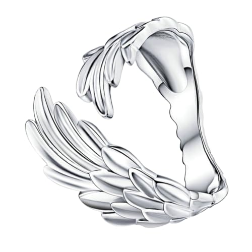 Healvian Verstellbarer Damenring aus Sterlingsilber Offener Federring Modischer Schmuck für Frauen Eleganter Flügel design Ring Geschenk für Freundin und Besondere Anlässe von Healvian