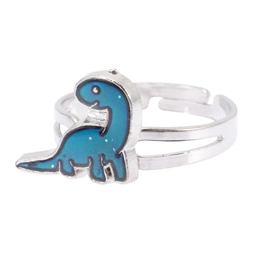 Healvian Verstellbarer Farbwechselring Stimmungsring Dinosaurier Design Temperaturempfindlicher Schmuck Mädchen Geschenkidee für Geburtstag Halloween Weihnachten von Healvian