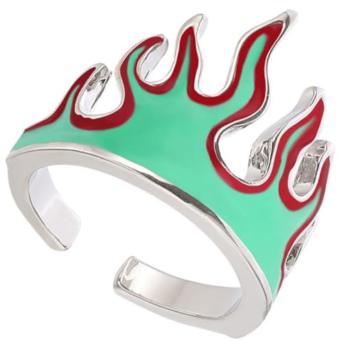 Healvian Verstellbarer Flammenring Herren Damen Kreativer Offener Metallring Modischer Schmuck für Streetstyle Looks Robust und Leicht Perfektes Accessoire für Jeden Tag Healvian Verstellbarer Flammenring Herren Damen Kreativer Offener Metallring Modischer Schmuck für Streetstyle Looks Robust und Leicht Perfektes Accessoire für Jeden Tag von Healvian