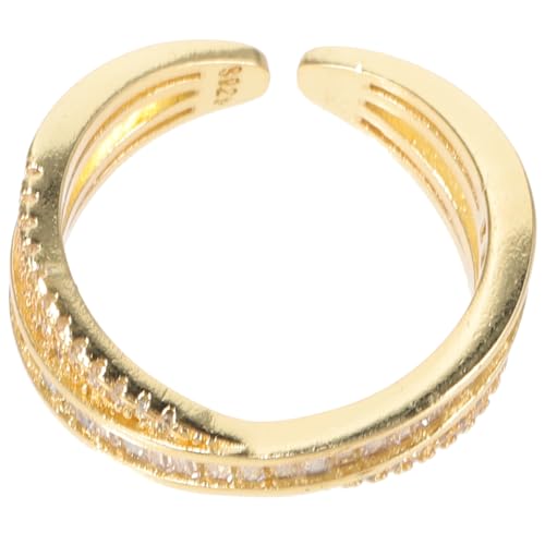 Healvian Verstellbarer Geometrischer Statement ring Damen mit Zirkonia Offener modischer Fingerring Verstellbarer Schmuck für Alltag und Besondere Anlässe von Healvian