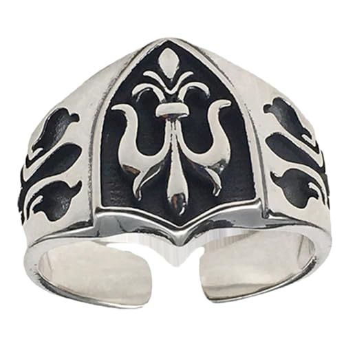 Healvian Verstellbarer Herren Ring Titanstahl Punk Vintage Offener Metallring Modischer Schmuck für Festival Party Alltag von Healvian
