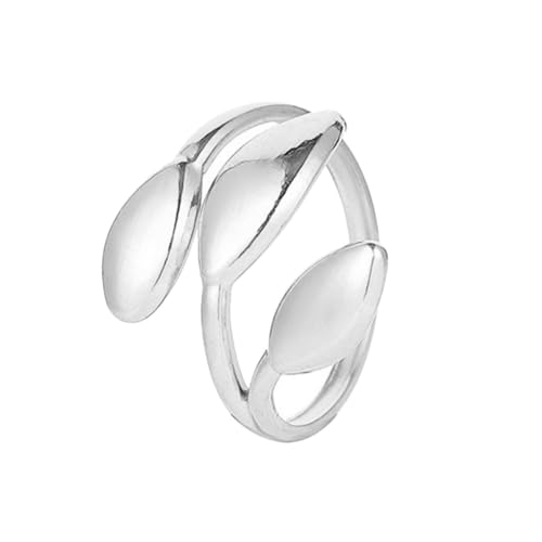 Healvian Verstellbarer Offener Fingerring Damen Blattform Schmuck Verstellbar Hautfreundlich Elegant für Alltag Party Hochzeit von Healvian