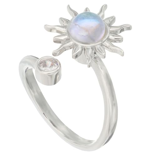 Healvian Verstellbarer Offener Sonnenblumen Fidget Ring Damen Drehbarer Modischer Schmuck Stressreduzierender Finger ring Verstellbar Eleganter Damenring für Alltag und Geschenk von Healvian