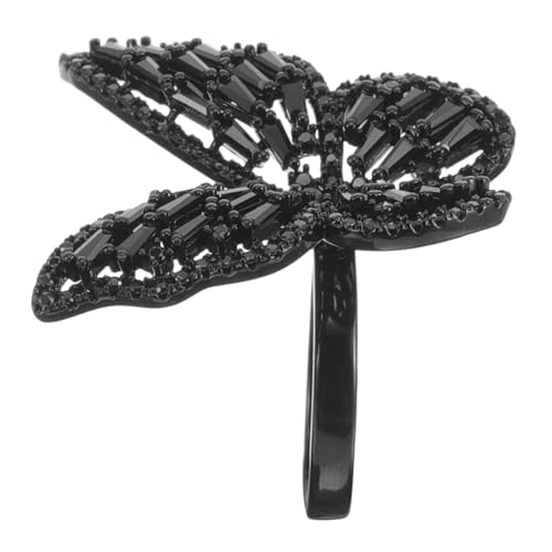 Healvian Schmetterlingsring Verstellbar Mit Zirkonen Offener Ring Für Frauen Ästhetischer Fingerschmuck Statement-kette Minimalistisches Design von Healvian