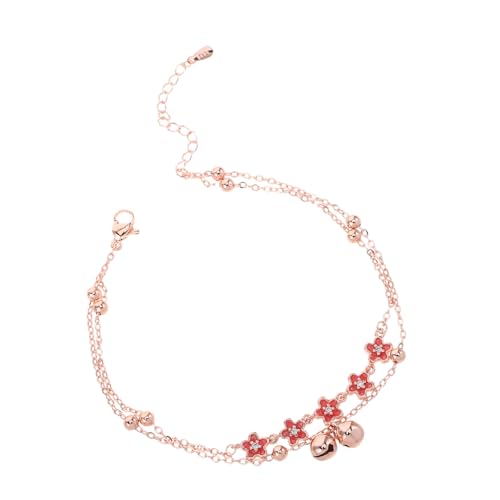 Healvian Verstellbares Doppellagiges Fußkettchen mit Glocke Leichtes Damen Knöchelschmuck Traditionelles Chinesisches Design Sommerliches Mode Accessoire für Strand und Alltag Passend für von Healvian