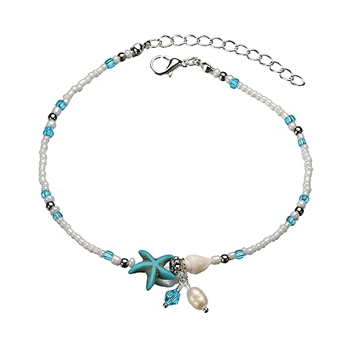 Healvian Strand Muschel Fußkettchen Muschel Fußkettchen Damen Strand Fußkette Mit Perlen Für Frauen Mädchen von Healvian