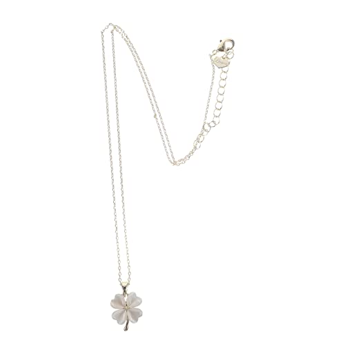 Healvian Vierblättriges Kleeblatt Halskette mit Weißem Opal Kreatives Herzform Design Langlebiges Kupfermaterial Modischer Unisex Schmuck für Damen und Herren Vielseitig Tragbar bei Alltag von Healvian