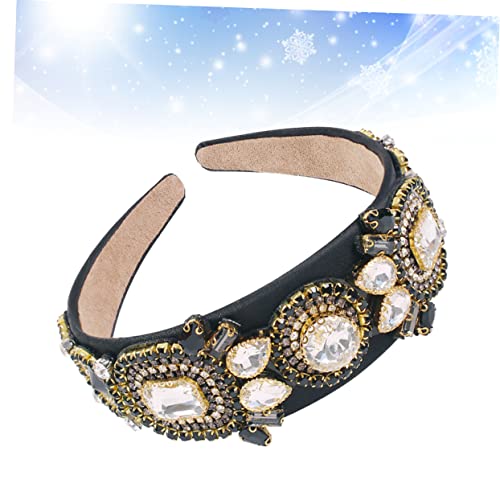 Healvian Vintage Breiter Haarreif mit Weißen Glasrhinestones Modisches Damen Haarband im Court Stil Langlebiges Schmuck Accessoire für Party und Alltag Eleganter Haarschmuck von Healvian