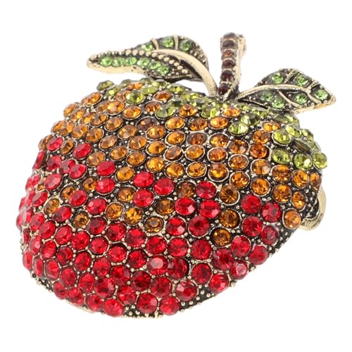 Healvian Vintage Brosche Apfel Damen mit Bunten Strasssteinen Langlebige Legierung Anstecknadel für Kleider und Jacken Eleganter Retro Schmuck Modisches Mädchen Accessoire von Healvian