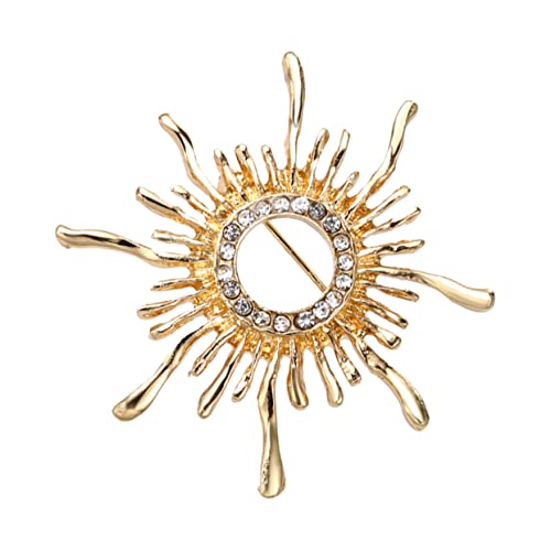 Healvian Vintage Brosche Damen Sonnenblume mit Strass Retro Anstecknadel aus Vergoldetem Kleidung Dekoration Corsage für Party und Alltag von Healvian