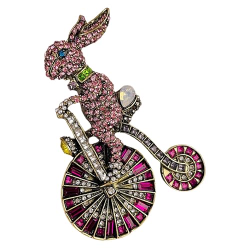 Healvian Vintage Brosche Kaninchen Form mit Strasssteinen Anstecknadel für Damen Modisches Accessoire für Kleidung Taschen Hüte Vielseitig Tragbar bei Alltag und Besonderen Anlässen von Healvian