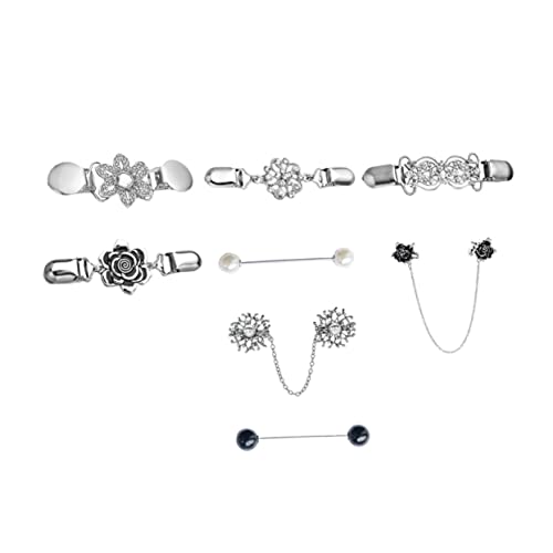 Healvian Vintage Cardigan Collar Clip Teiliges Design mit Perlen Vielseitiger Pullover und Shirt Broschenclip Modisches Bequemes Accessoire für Damen und Herren von Healvian