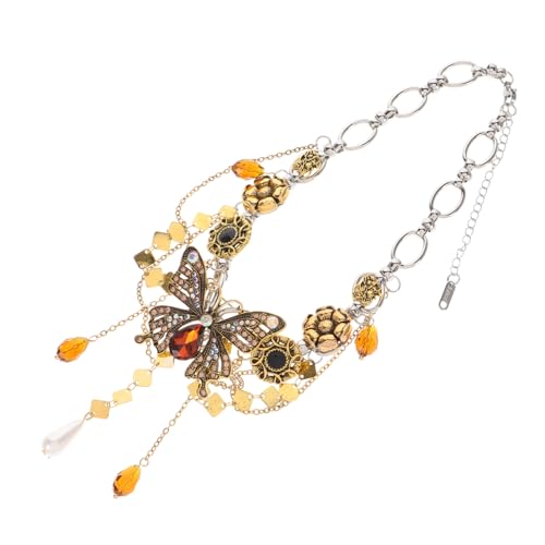 Healvian Vintage Choker Halskette Damen Verstellbar Legierung Schmetterling Anhänger Glitzer Retro Halskette Modisch Vielseitig für Frauen und Teens von Healvian