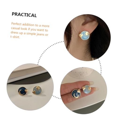 Healvian Vintage Damen Ohrstecker Sonne Mond Design Modische Asymmetrische Ohrringe aus Silberfarbenem Material für Partys und Besondere Anlässe Elegante Statement accessoires von Healvian