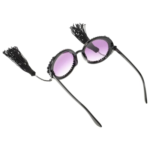 Healvian Vintage Damen Sonnenbrille mit Schwarzem Tassel Design und Dekorativen Perlen Große Runde Retro Sonnenbrille für Partys Fotoshootings und Sommerliche Anlässe Healvian Vintage Damen Sonnenbrille mit Schwarzem Tassel Design und Dekorativen Perlen Große Runde Retro Sonnenbrille für Partys Fotoshootings und Sommerliche Anlässe von Healvian