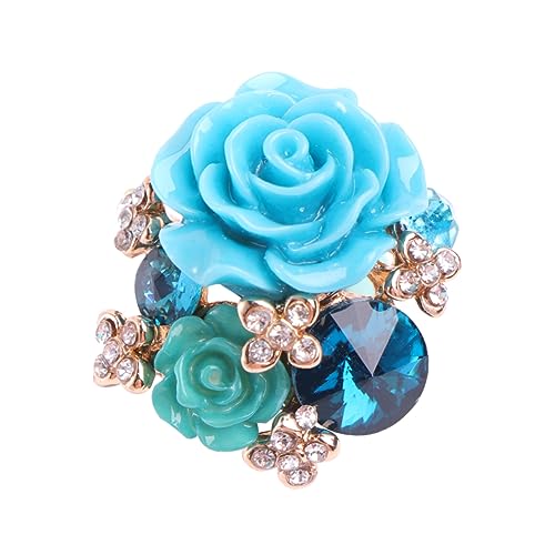 Healvian Vintage Ethnischer Nail Ring mit Verstellbarer Blauer Harz Rosenblüte Leichter Knöchel und Fingerring für Damen Modisches Langlebiges Schmuckstück zur Handdekoration von Healvian