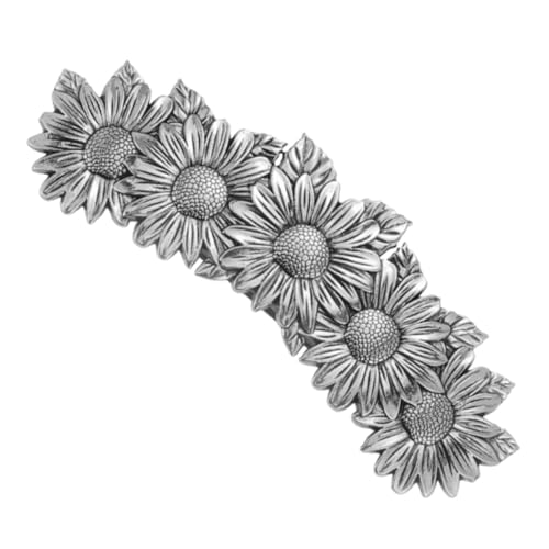 Healvian Vintage Sonnenblumen Haarklammer Für Damen Retro Friseur Zubehör Mit Federverschluss Für Alltag Und Besondere Anlässe Elegante Haarspange Mit Blumenmotiv Antiksilber von Healvian