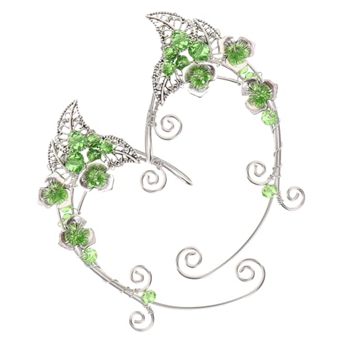 Healvian Vintage Grüne Ohrclips Handgefertigt Ohrschmuck für Damen und Teenager Komfortable nicht Durchbohrte Ohrringe Ear Wraps mit Einzigartigem Retro Stil und Langlebiger Verarbeitung von Healvian