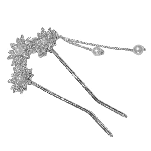 Healvian Vintage Haarstab mit Blumen und Quaste Eleganter Haarschmuck für Damen Stabiler Haarstab für Dutt und Pferdeschwanz Einfaches Styling für Alltag und Festliche Anlässe von Healvian