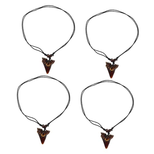 Healvian Vintage Haifischzahn Halskette mit Harz Anhänger für Männer und Frauen Verstellbare Kordel Holzperlen Sommerstrand Schmuck für Stilvolle Anlässe von Healvian