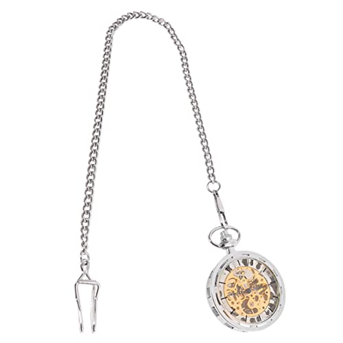 Healvian Taschenuhr Mechanisch Aus Legierung Vintage Design Manuelle Uhr Ausgehölte Taschenuhr Silberne Uhr Praktisches Geschenk von Healvian
