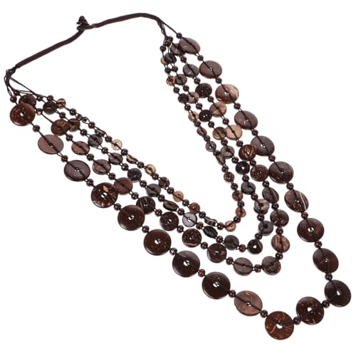 Healvian Vintage Handgewebte Holzperlen Halskette für Damen Boho Kokosnuss Schmuck Handgefertigtes Vielseitig Kombinierbar für Sommer und Strandmode von Healvian