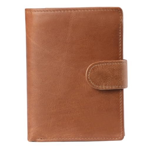 Healvian Vintage Herren Geldbörse Echtem Multifunktionale RFID Sichere Geldbörse mit Vielen Kartenfächern für Büro Partys und Alltag Hellbraun von Healvian