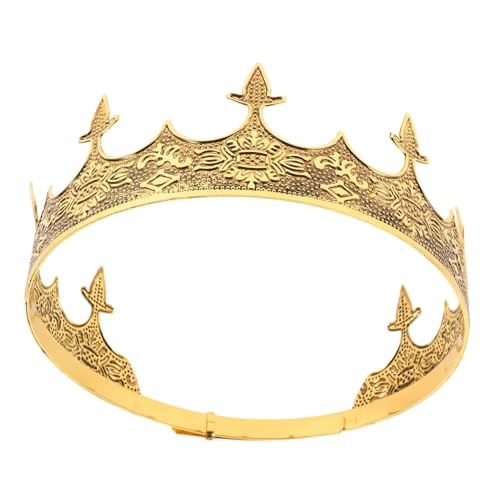 Healvian Vintage Herren Königskrone Goldene Krone für Männer Stabiles Leichtes Design Passend Eleganter Kopfschmuck für Kostüm Cosplay Hochzeit und Festliche Anlässe von Healvian